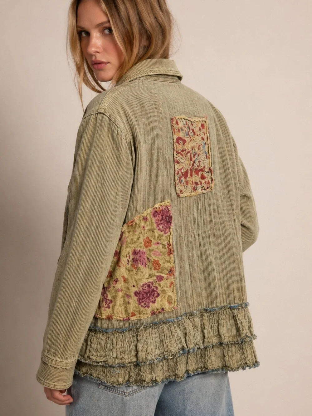 A RARE BIRD RUFFLE PATCHED JACKET - Picture 2 of 5